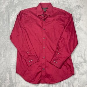 Banana Republic Dress Shirt Mens L 16-16.5 Red Cotton Long Sleeve Button Down